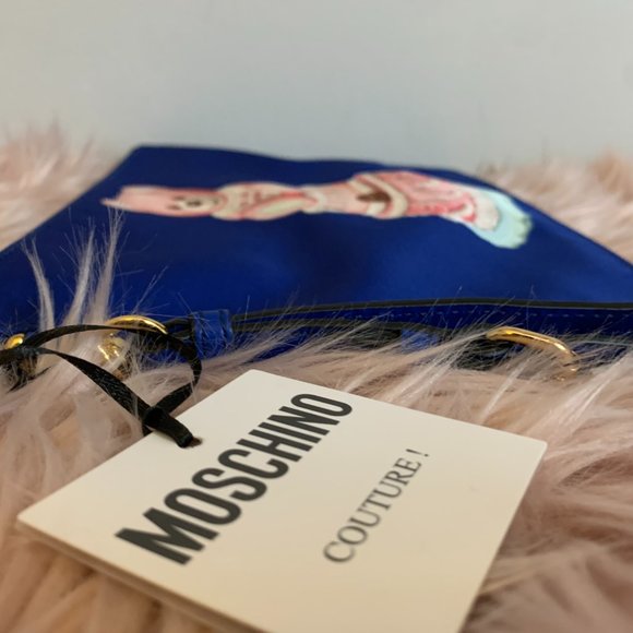 Moschino Bags Nwt Moschino Leather Trimmed Bear Printed Satin Twill Pouch Made In Italy